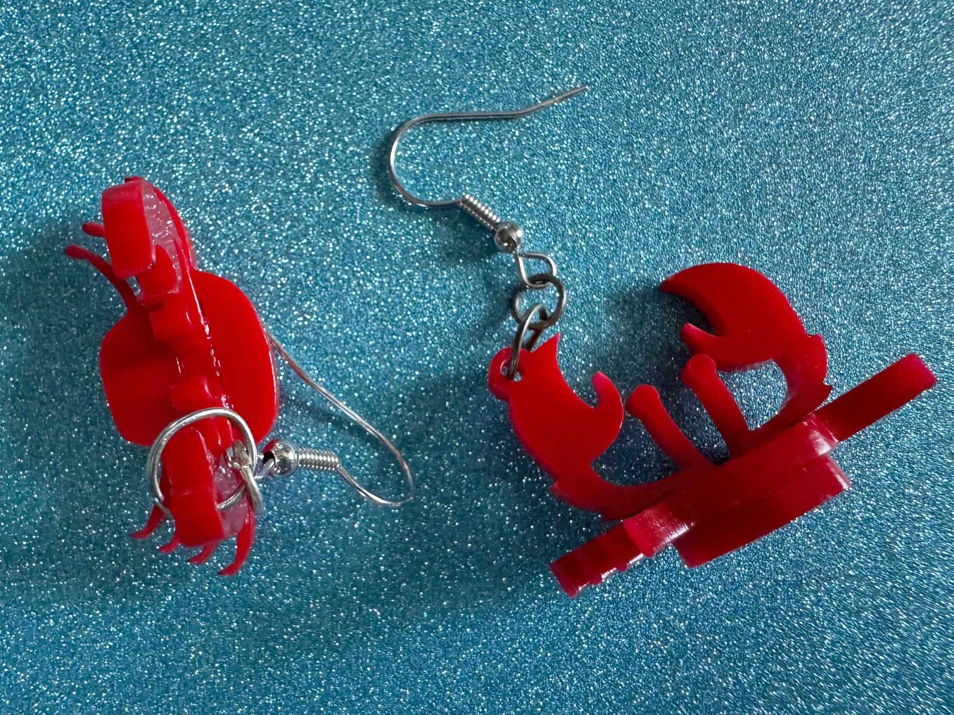 Red Crab Earrings: Laser Cut Acrylic Crabs, Sea Animal, Ocean Creatures, Aquarium, Tank, Beach, Scuba Diving, Best Gifts for Her/Him/Them