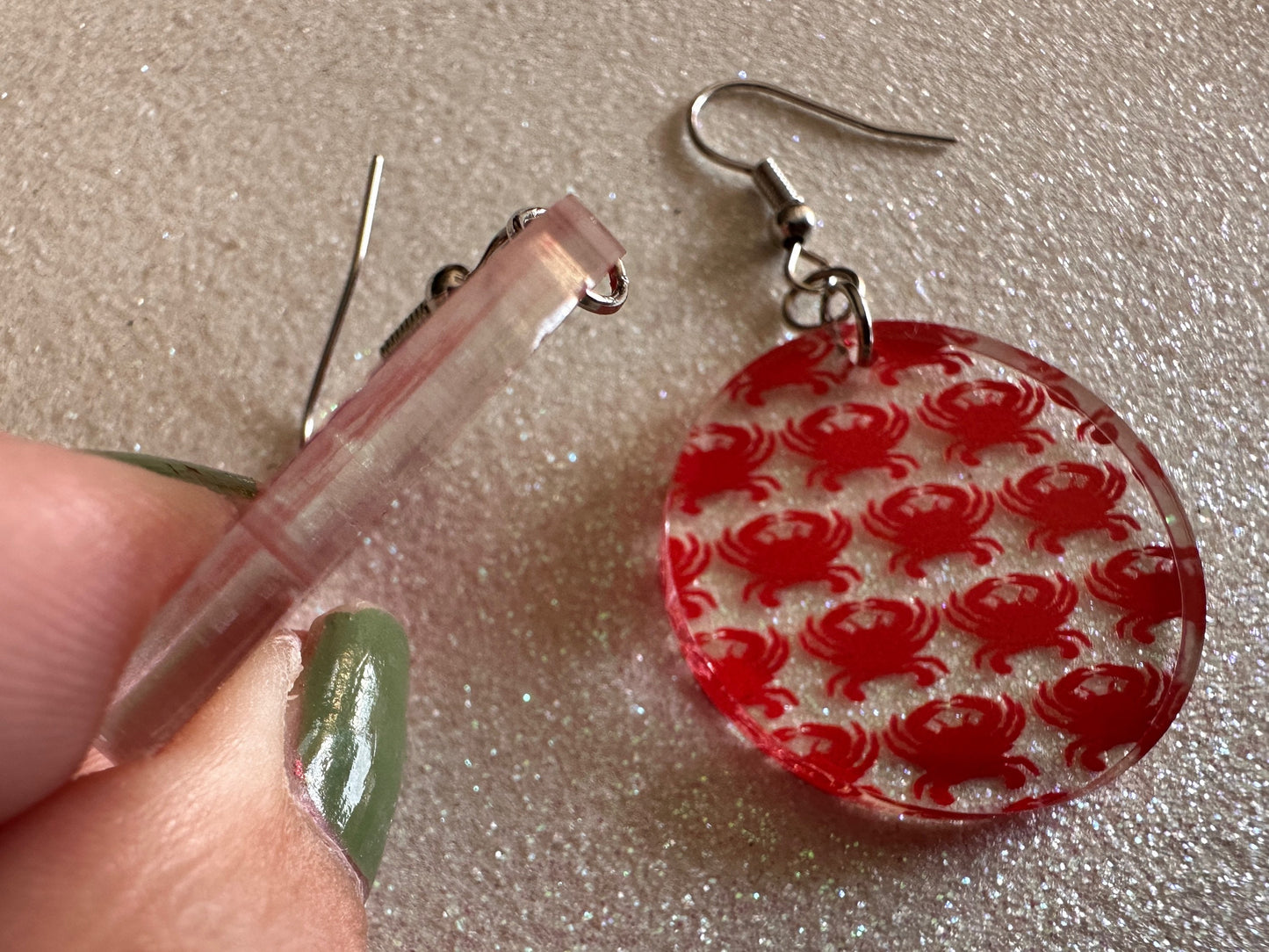 Red Crab Earrings: Laser Cut Acrylic Crabs, Sea Animal, Ocean Creatures, Aquarium, Tank, Beach, Scuba Diving, Best Gifts for Her/Him/Them