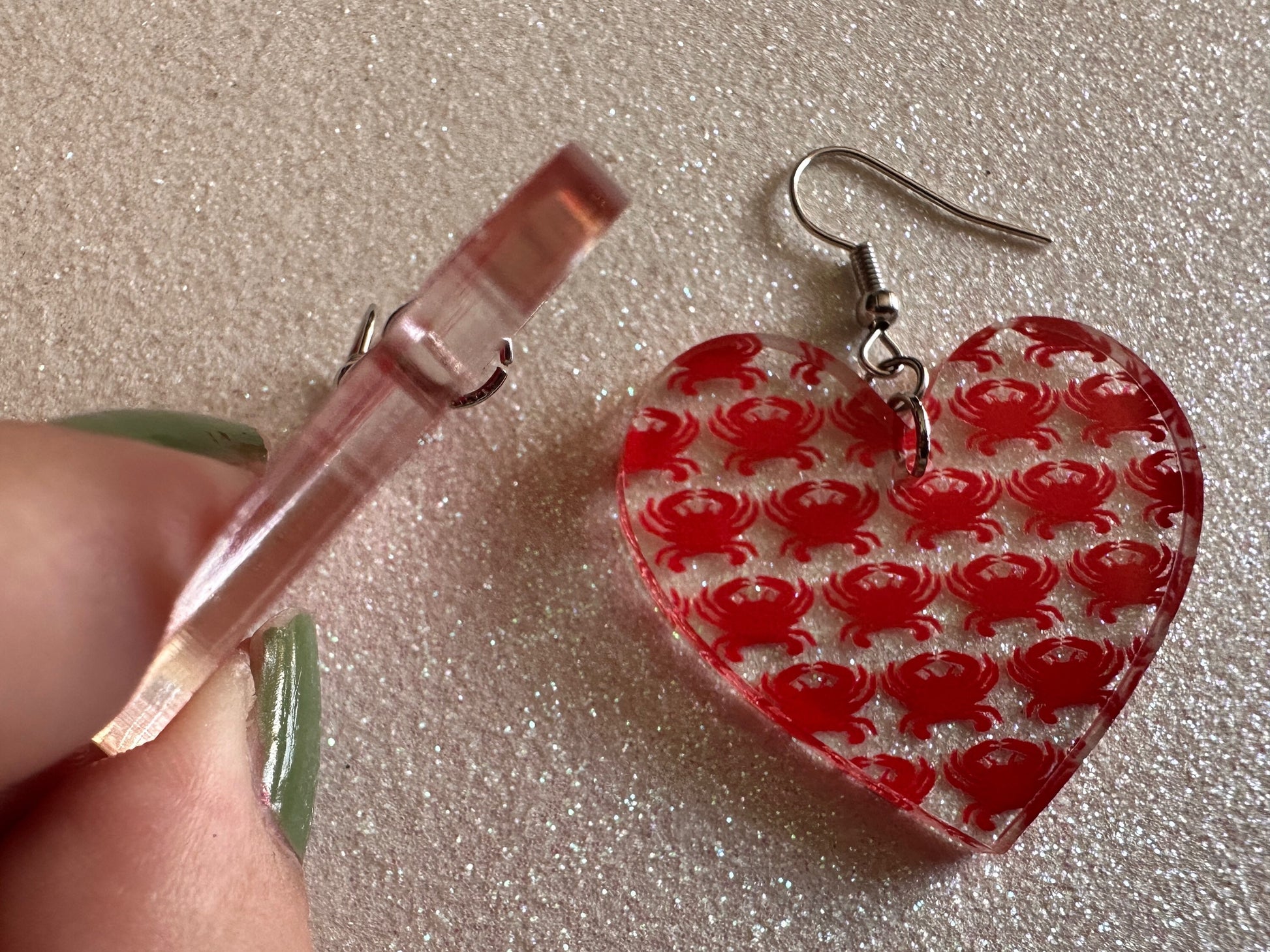 Red Crab Earrings: Laser Cut Acrylic Crabs, Sea Animal, Ocean Creatures, Aquarium, Tank, Beach, Scuba Diving, Best Gifts for Her/Him/Them