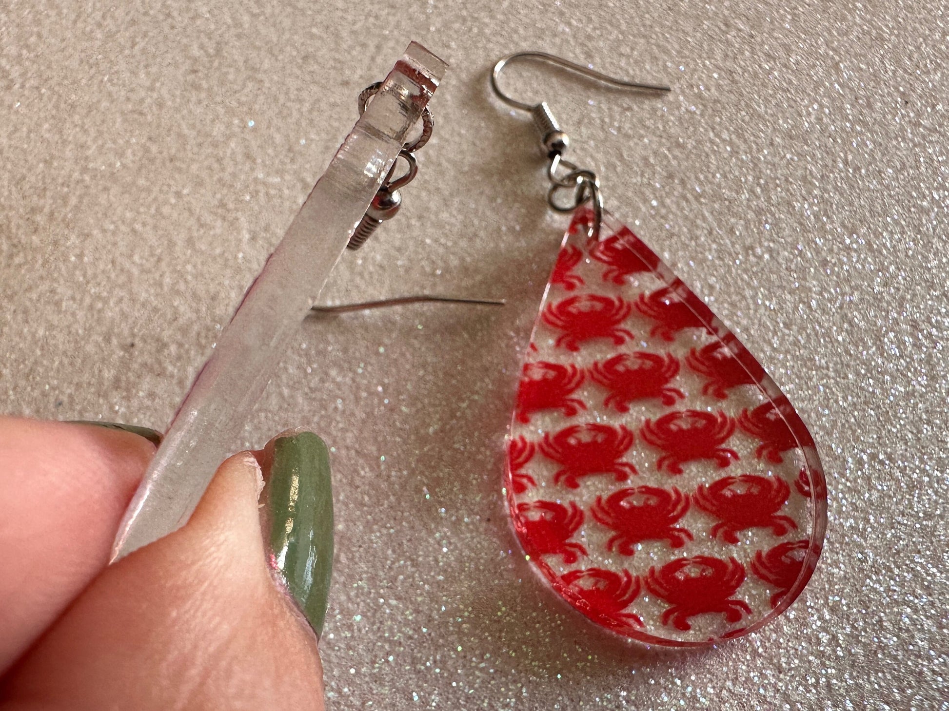 Red Crab Earrings: Laser Cut Acrylic Crabs, Sea Animal, Ocean Creatures, Aquarium, Tank, Beach, Scuba Diving, Best Gifts for Her/Him/Them