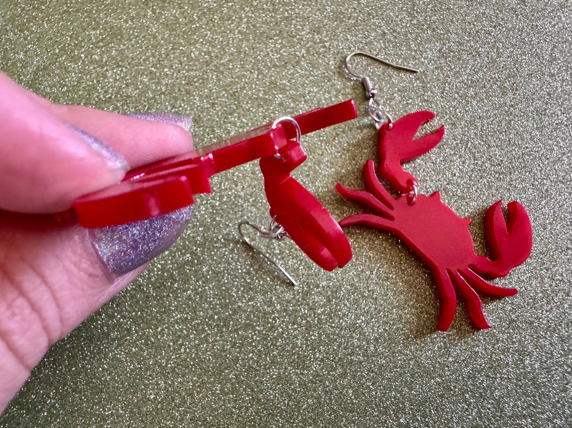 Red Crab Earrings: Laser Cut Acrylic Crabs, Sea Animal, Ocean Creatures, Aquarium, Tank, Beach, Scuba Diving, Best Gifts for Her/Him/Them