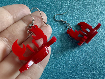 Red Crab Earrings: Laser Cut Acrylic Crabs, Sea Animal, Ocean Creatures, Aquarium, Tank, Beach, Scuba Diving, Best Gifts for Her/Him/Them