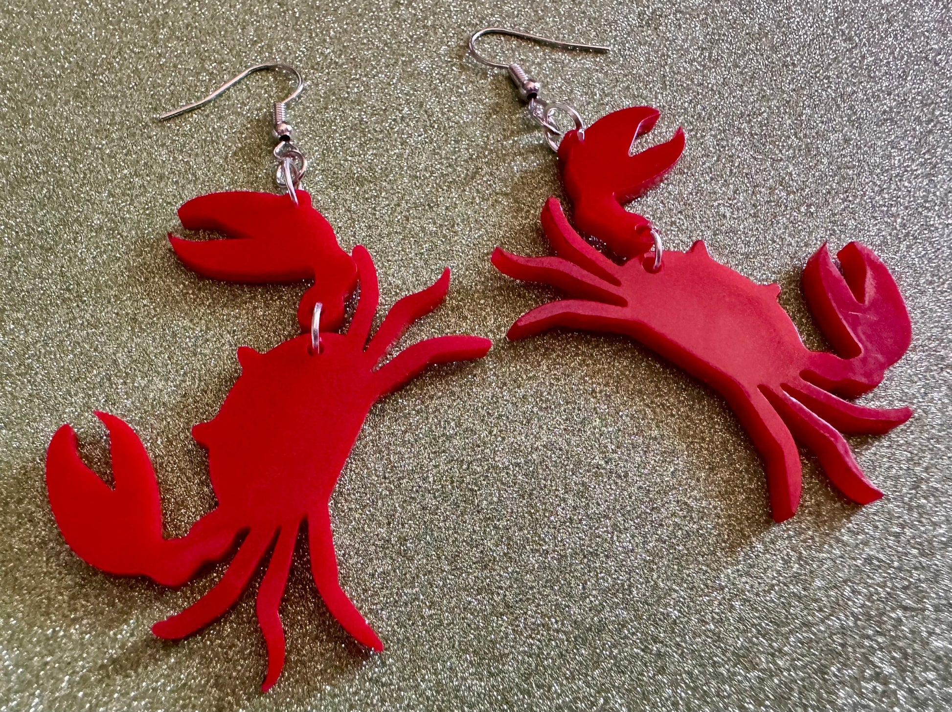 Red Crab Earrings: Laser Cut Acrylic Crabs, Sea Animal, Ocean Creatures, Aquarium, Tank, Beach, Scuba Diving, Best Gifts for Her/Him/Them