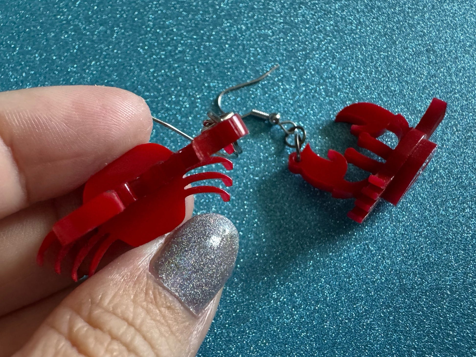 Red Crab Earrings: Laser Cut Acrylic Crabs, Sea Animal, Ocean Creatures, Aquarium, Tank, Beach, Scuba Diving, Best Gifts for Her/Him/Them