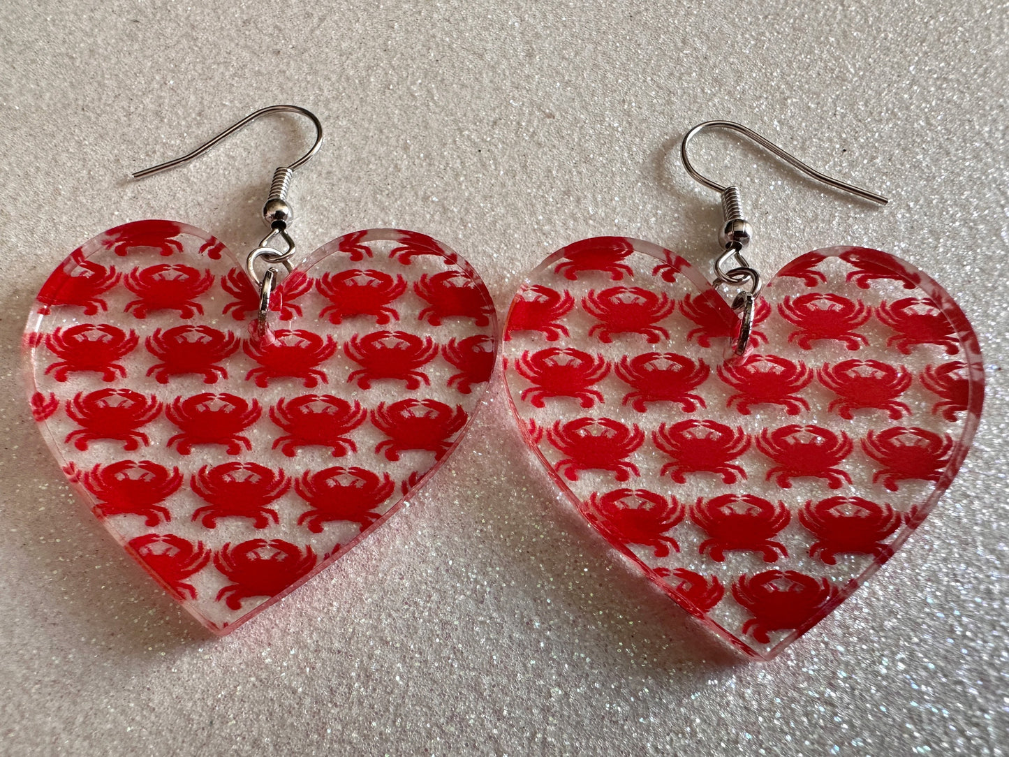 Red Crab Earrings: Laser Cut Acrylic Crabs, Sea Animal, Ocean Creatures, Aquarium, Tank, Beach, Scuba Diving, Best Gifts for Her/Him/Them
