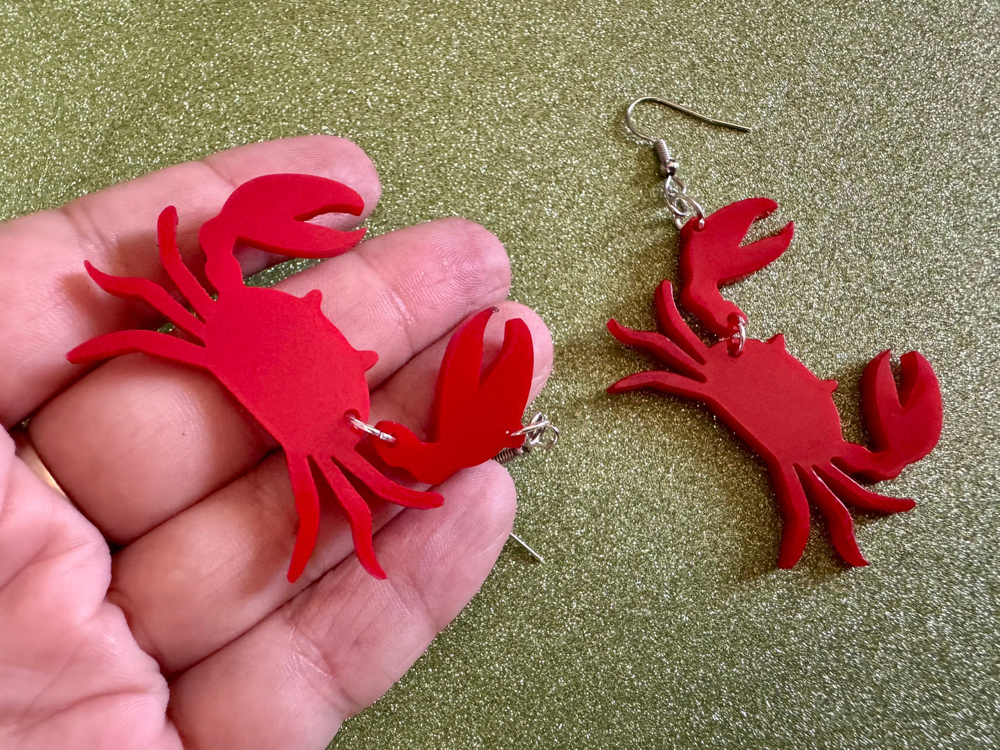 Red Crab Earrings: Laser Cut Acrylic Crabs, Sea Animal, Ocean Creatures, Aquarium, Tank, Beach, Scuba Diving, Best Gifts for Her/Him/Them