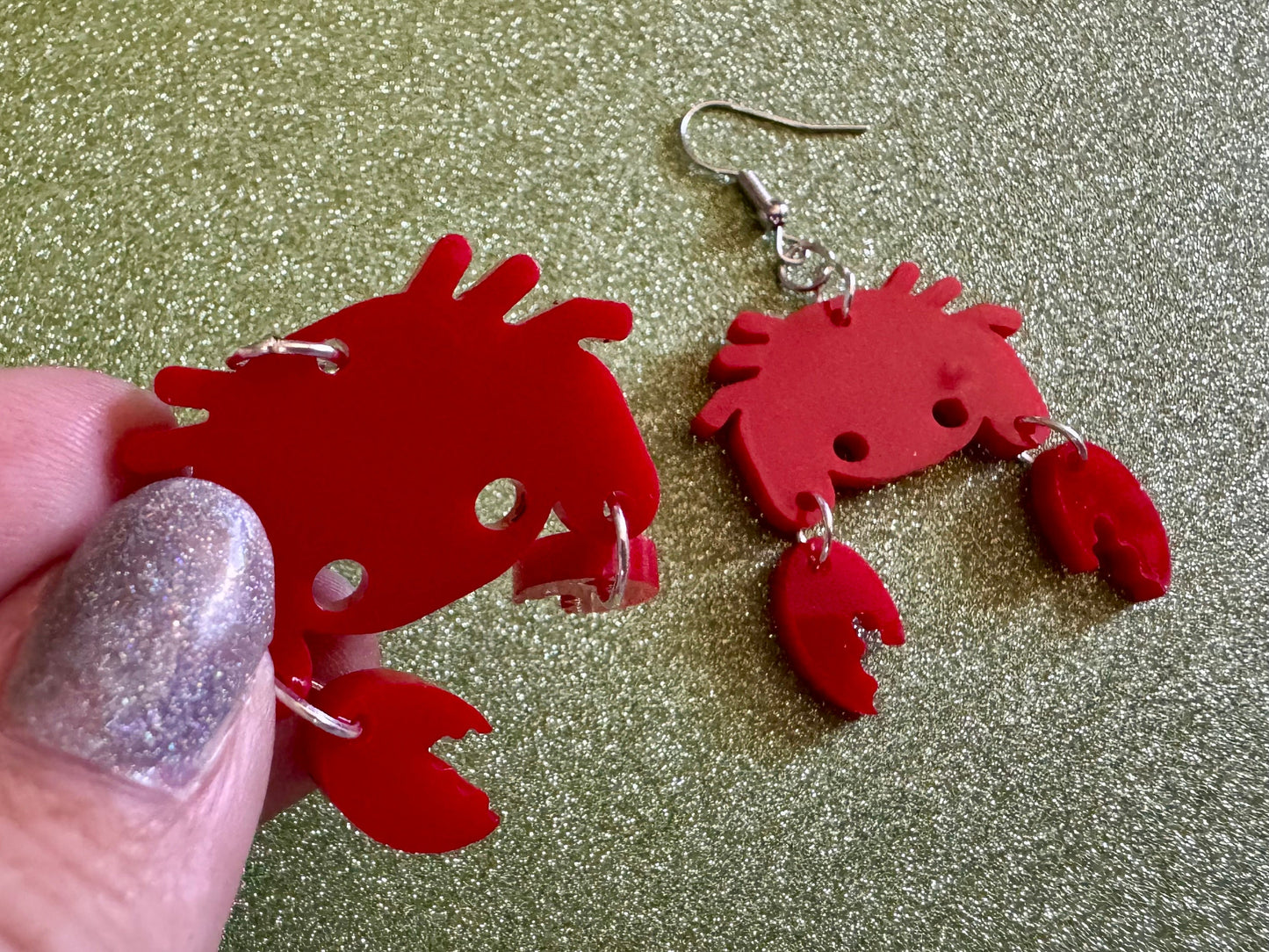 Red Crab Earrings: Laser Cut Acrylic Crabs, Sea Animal, Ocean Creatures, Aquarium, Tank, Beach, Scuba Diving, Best Gifts for Her/Him/Them