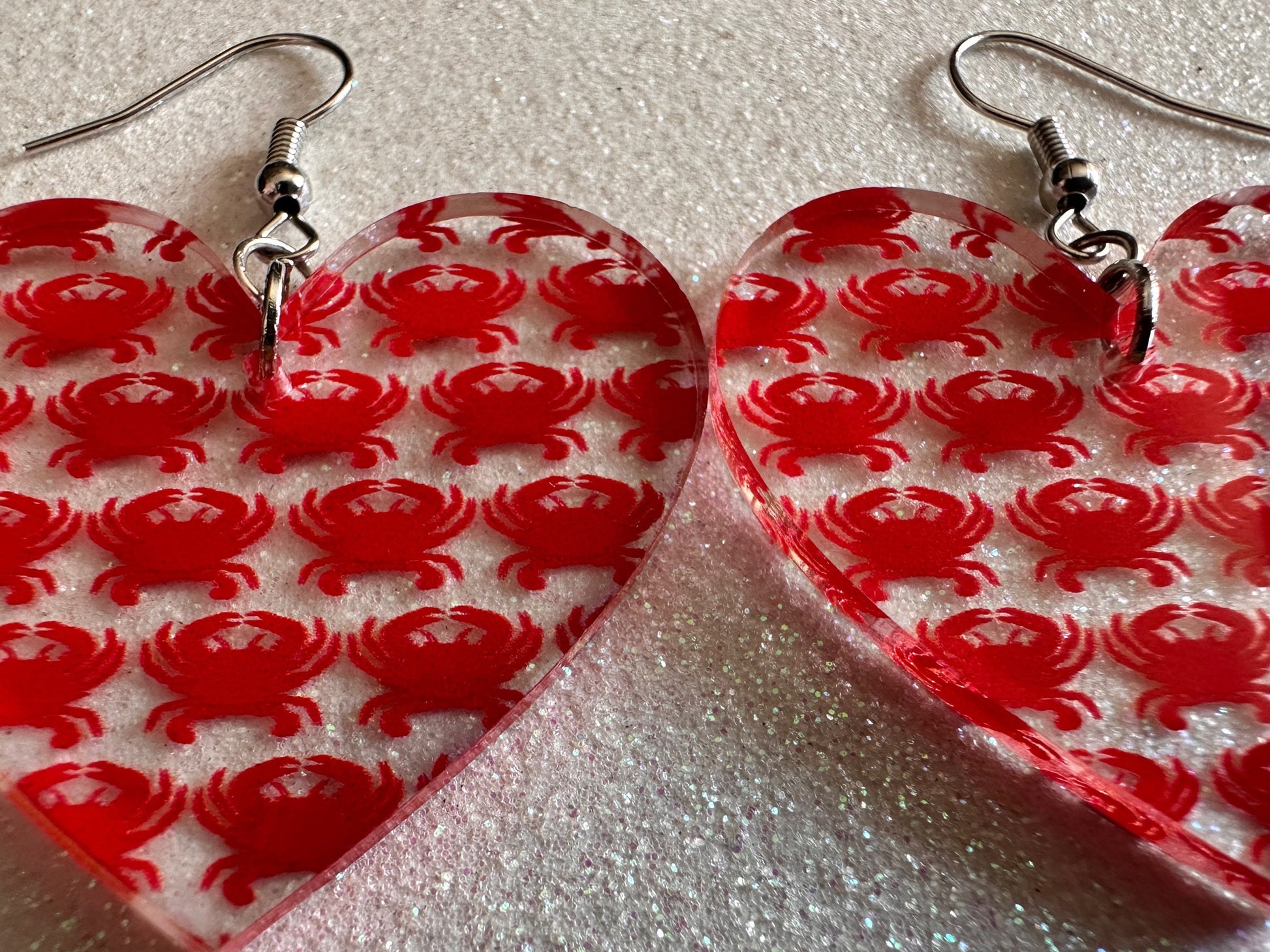 Red Crab Earrings: Laser Cut Acrylic Crabs, Sea Animal, Ocean Creatures, Aquarium, Tank, Beach, Scuba Diving, Best Gifts for Her/Him/Them