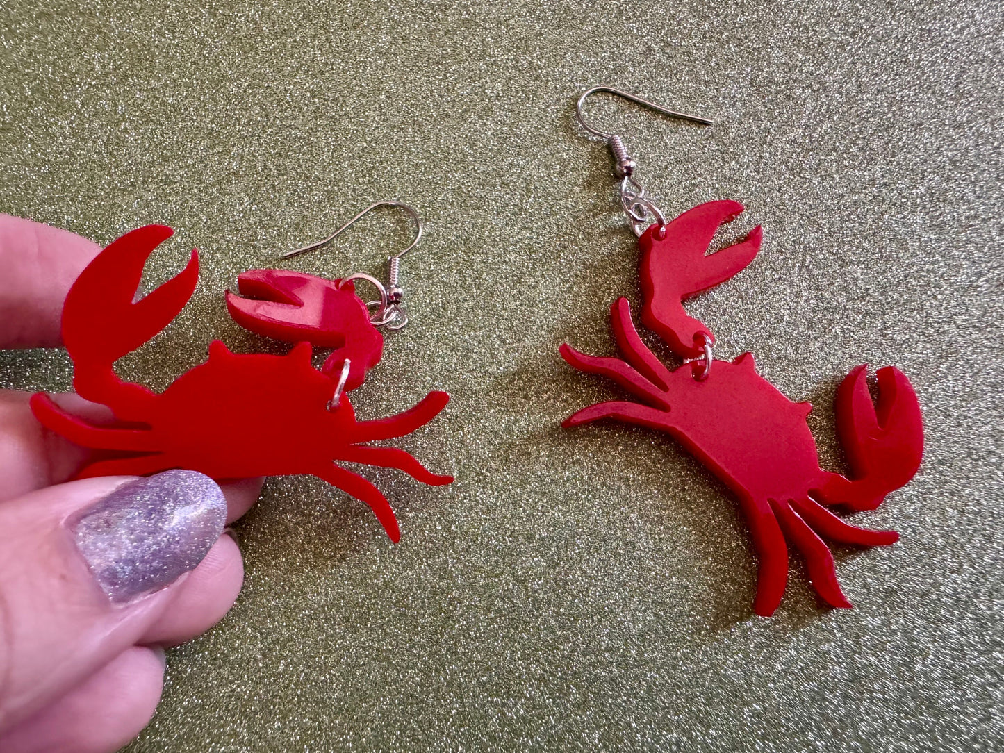 Red Crab Earrings: Laser Cut Acrylic Crabs, Sea Animal, Ocean Creatures, Aquarium, Tank, Beach, Scuba Diving, Best Gifts for Her/Him/Them