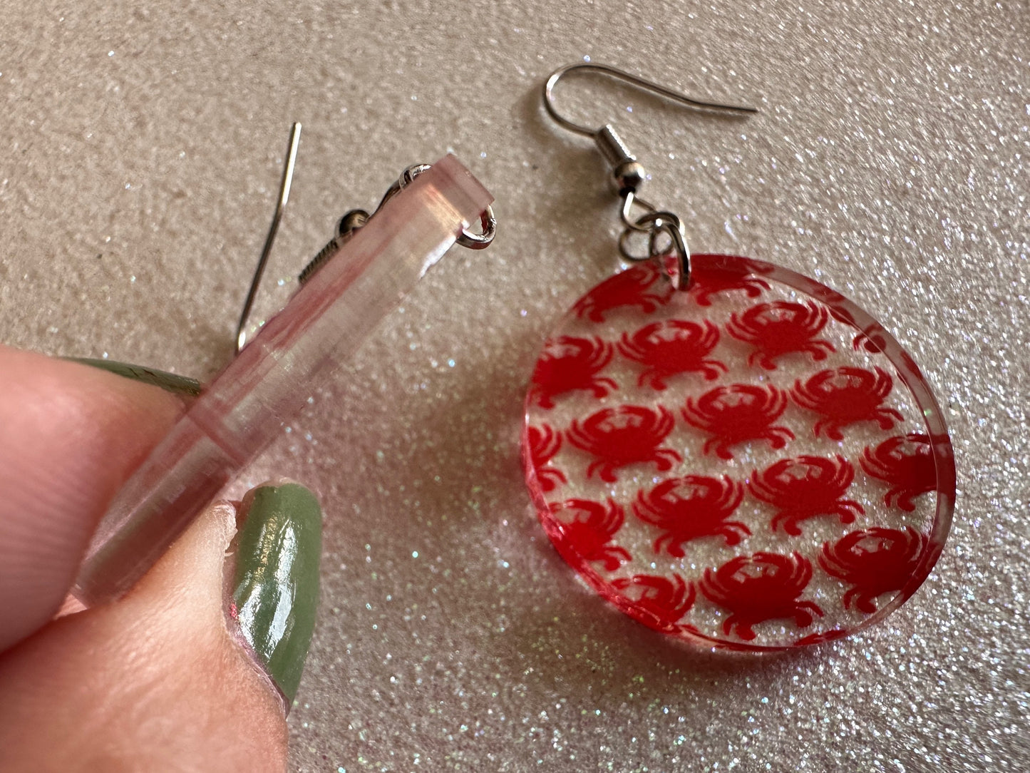 Red Crab Earrings: Laser Cut Acrylic Crabs, Sea Animal, Ocean Creatures, Aquarium, Tank, Beach, Scuba Diving, Best Gifts for Her/Him/Them