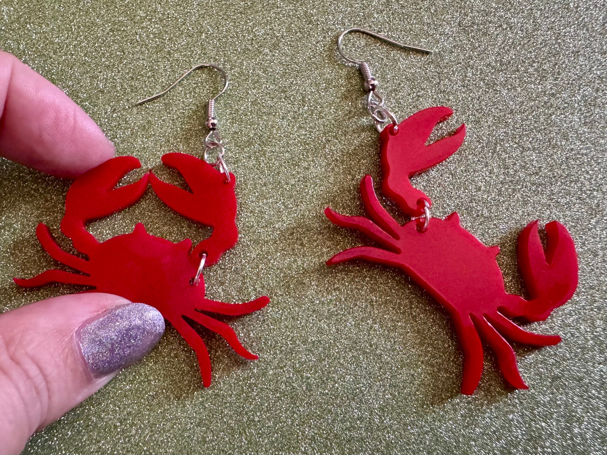 Red Crab Earrings: Laser Cut Acrylic Crabs, Sea Animal, Ocean Creatures, Aquarium, Tank, Beach, Scuba Diving, Best Gifts for Her/Him/Them
