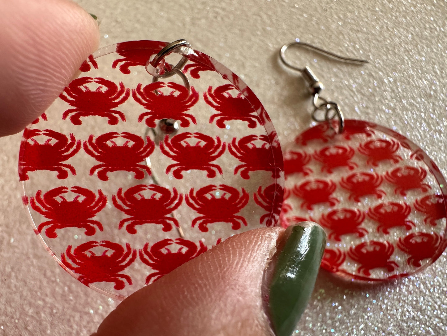 Red Crab Earrings: Laser Cut Acrylic Crabs, Sea Animal, Ocean Creatures, Aquarium, Tank, Beach, Scuba Diving, Best Gifts for Her/Him/Them