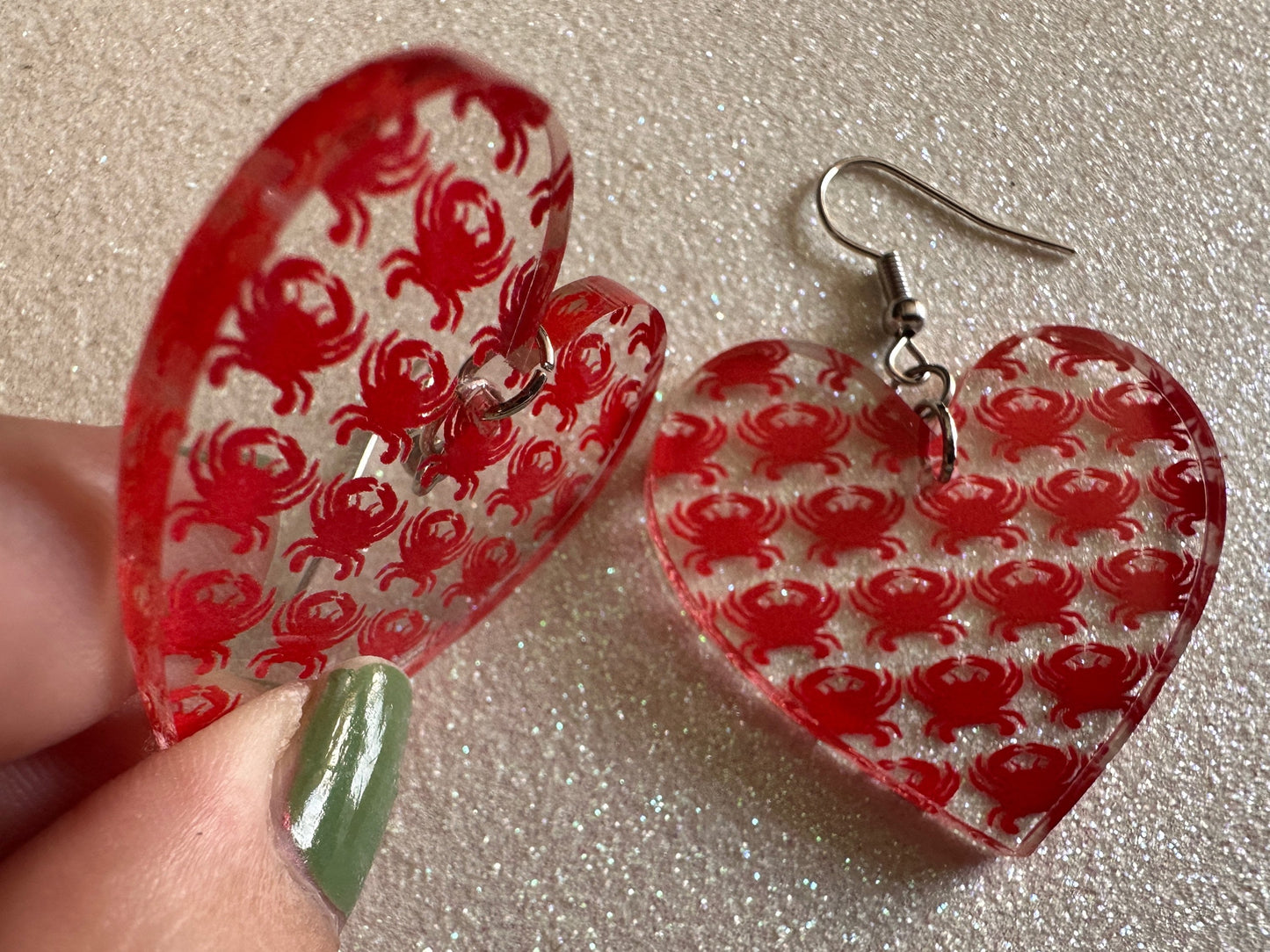 Red Crab Earrings: Laser Cut Acrylic Crabs, Sea Animal, Ocean Creatures, Aquarium, Tank, Beach, Scuba Diving, Best Gifts for Her/Him/Them