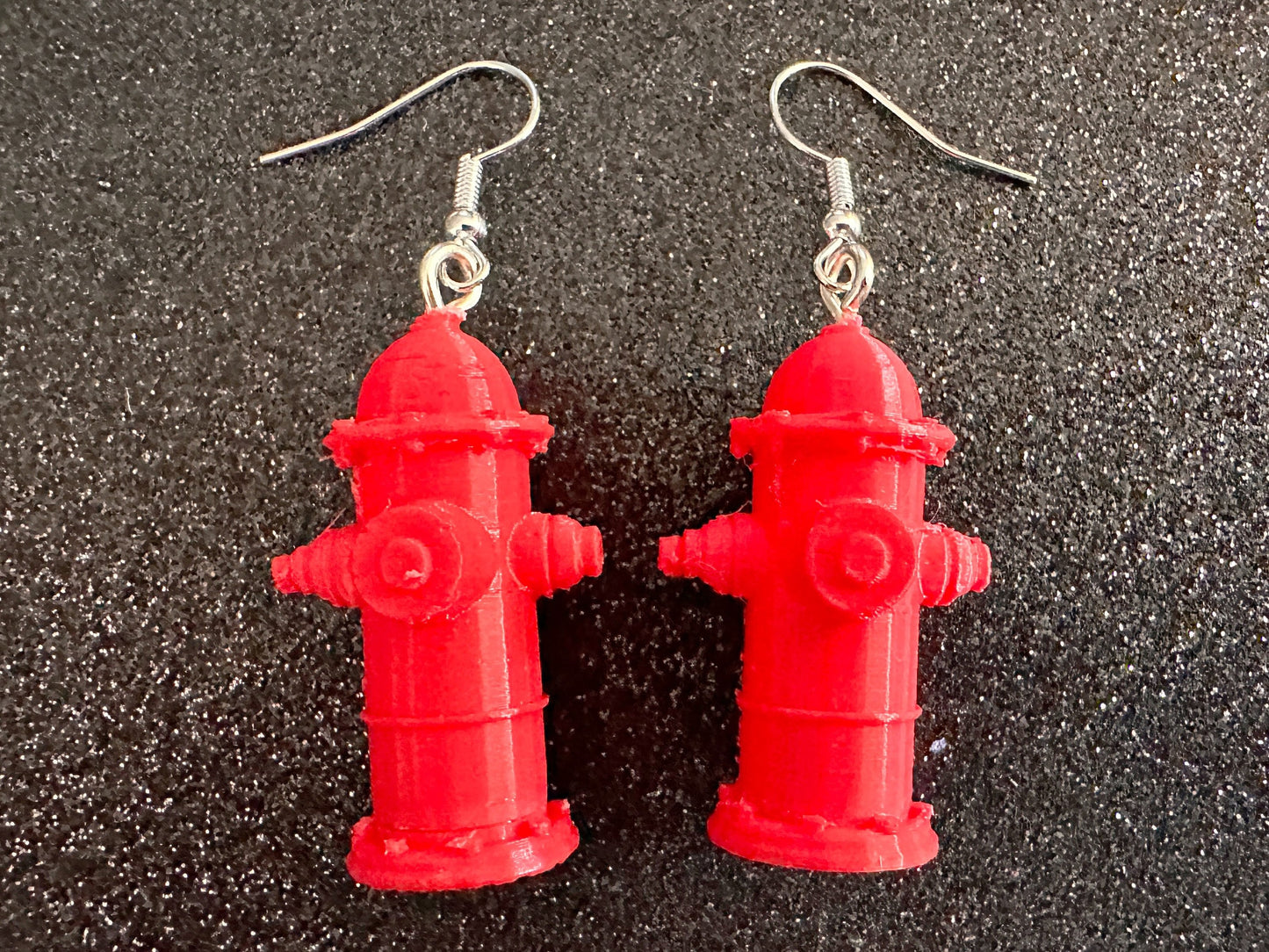 Red Fire Hydrant Earrings: 3D Printed Fire Hydrants, Firefighter, Miniature Fire Hydrant, Fire Station, Dog, Best Gifts for Her/Him/Them