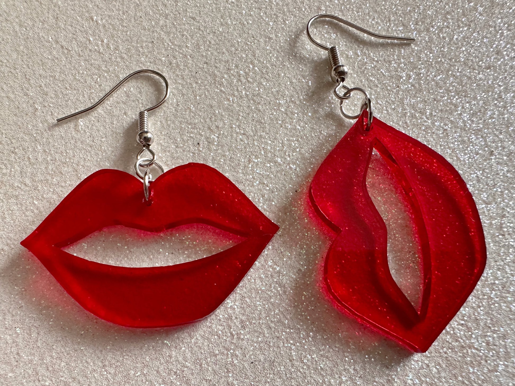 Red Lip Earrings: Laser Cut Acrylic Lips, Makeup, Girl, Woman, Love, Kiss, Cute, Valentines, Anniversary, Best Gifts for Her/Him/Them