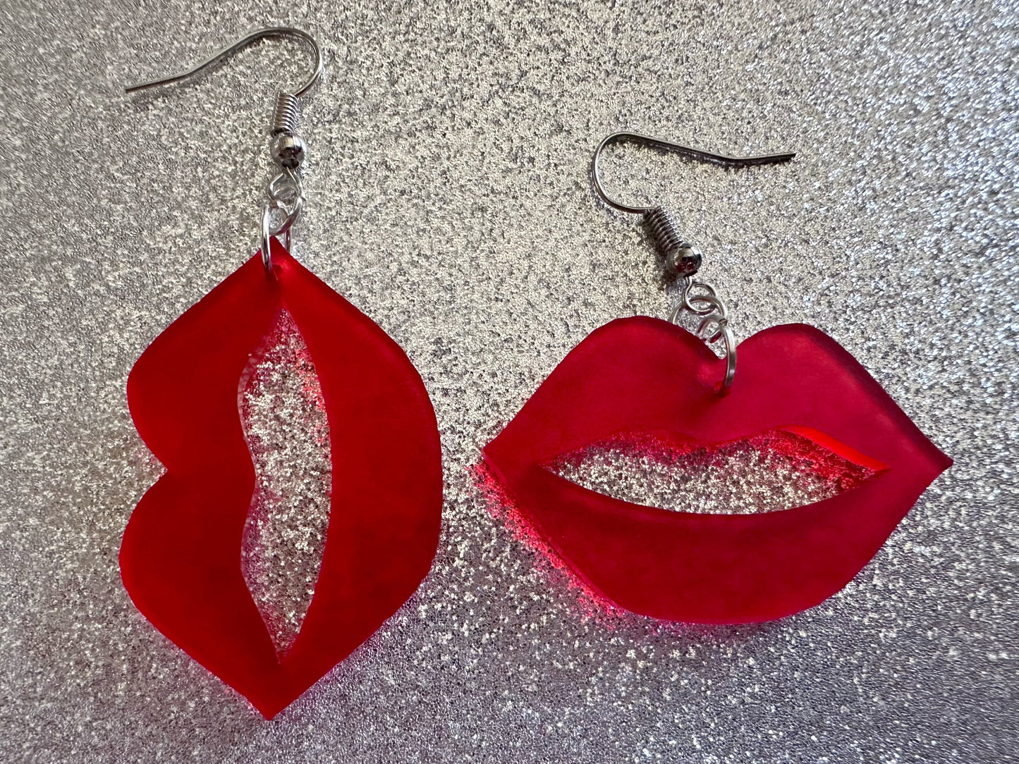 Red Lip Earrings: Laser Cut Acrylic Lips, Makeup, Girl, Woman, Love, Kiss, Cute, Valentines, Anniversary, Best Gifts for Her/Him/Them