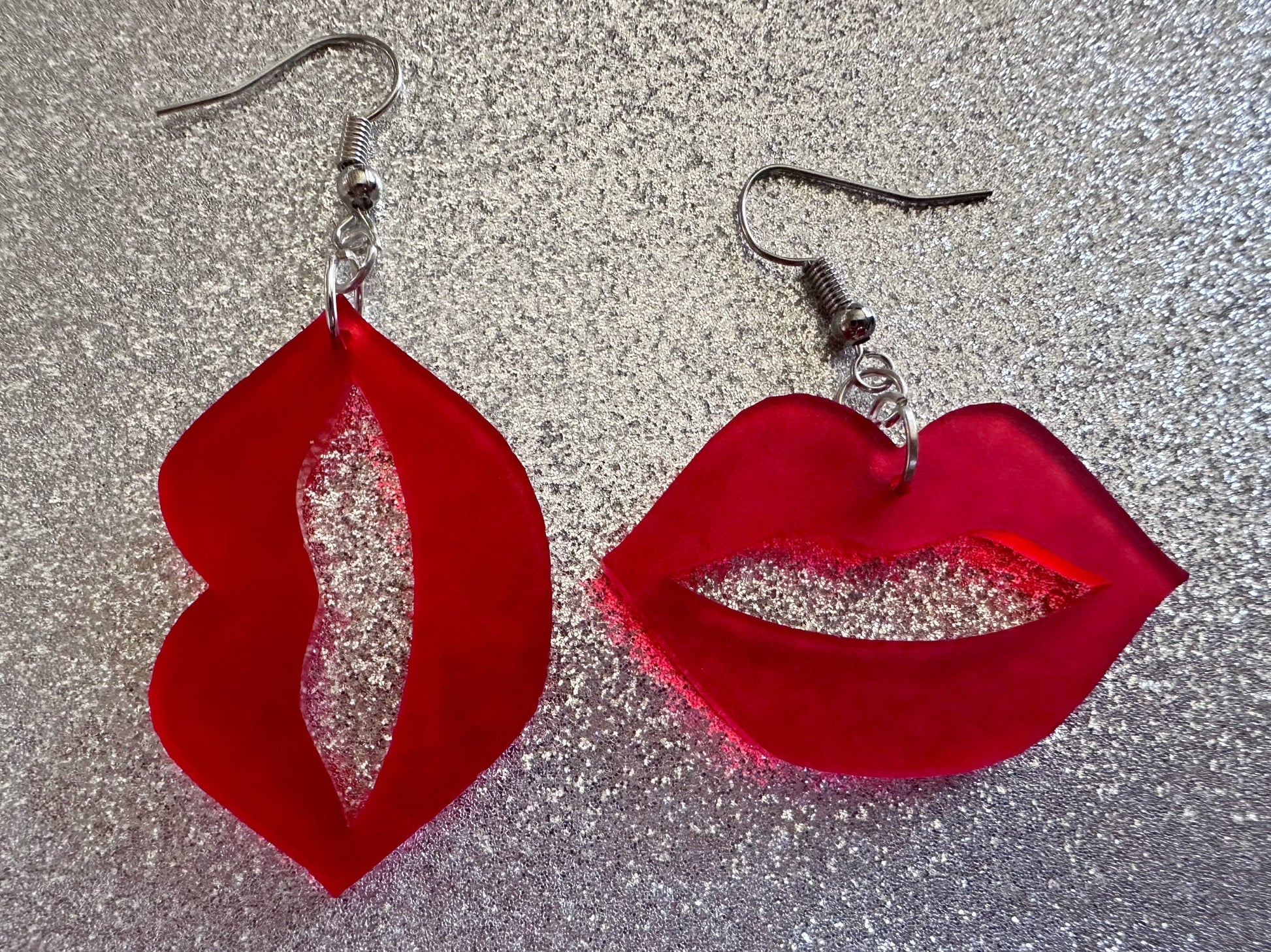 Red Lip Earrings: Laser Cut Acrylic Lips, Makeup, Girl, Woman, Love, Kiss, Cute, Valentines, Anniversary, Best Gifts for Her/Him/Them