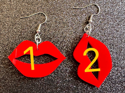 Red Lip Earrings: Laser Cut Acrylic Lips, Makeup, Girl, Woman, Love, Kiss, Cute, Valentines, Anniversary, Best Gifts for Her/Him/Them