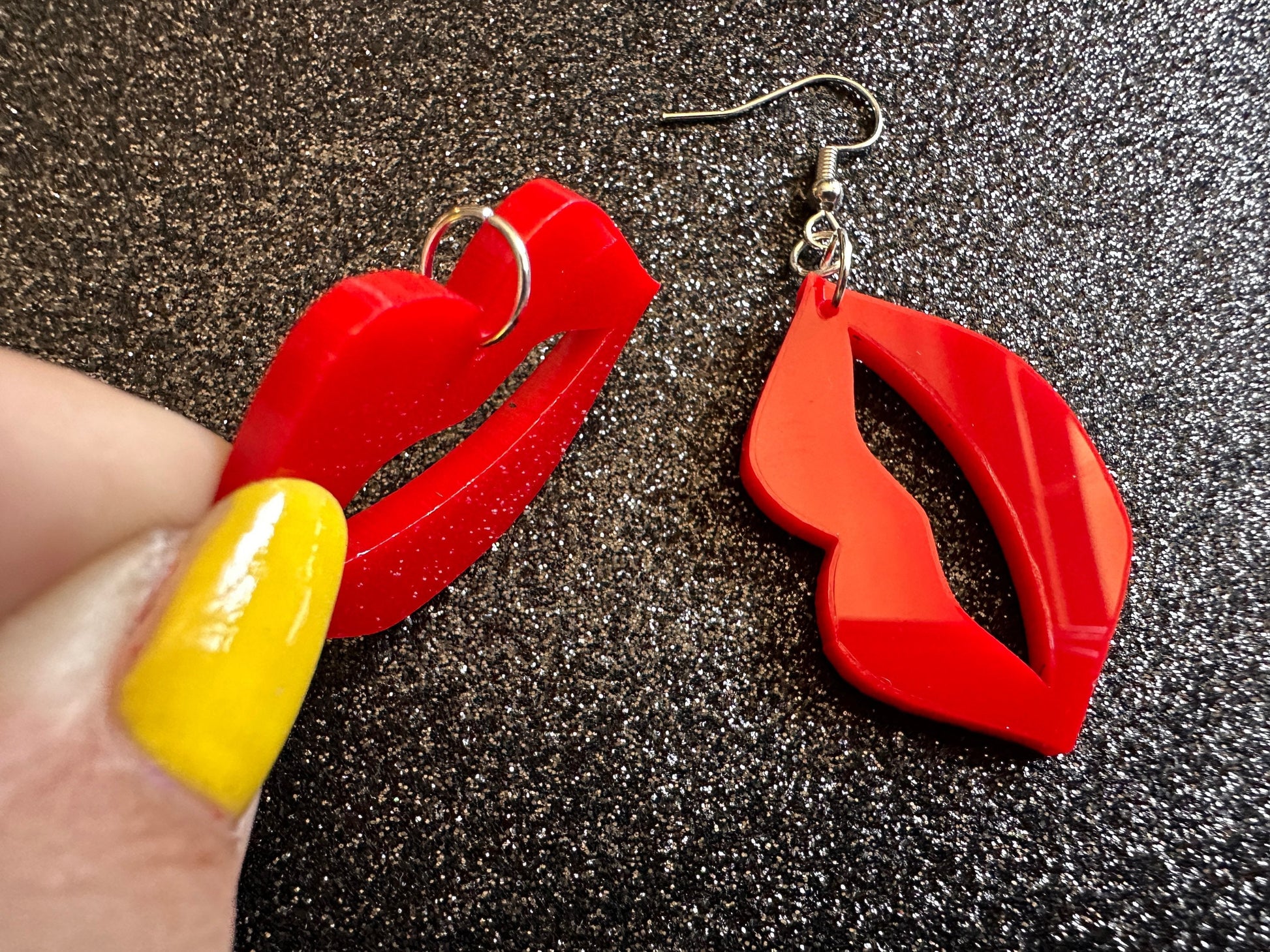 Red Lip Earrings: Laser Cut Acrylic Lips, Makeup, Girl, Woman, Love, Kiss, Cute, Valentines, Anniversary, Best Gifts for Her/Him/Them