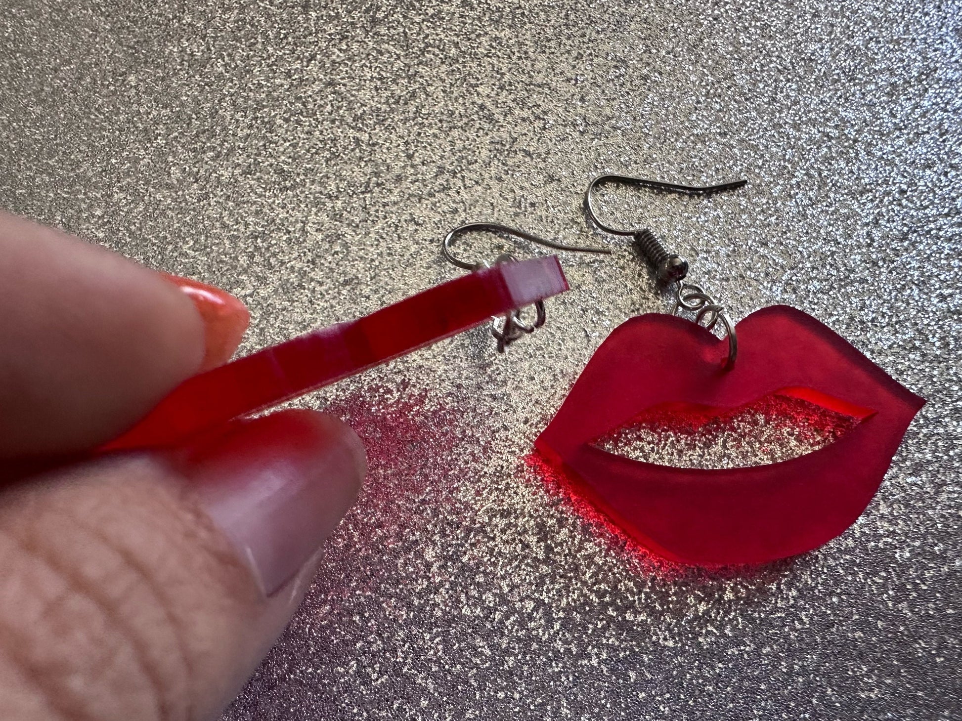 Red Lip Earrings: Laser Cut Acrylic Lips, Makeup, Girl, Woman, Love, Kiss, Cute, Valentines, Anniversary, Best Gifts for Her/Him/Them