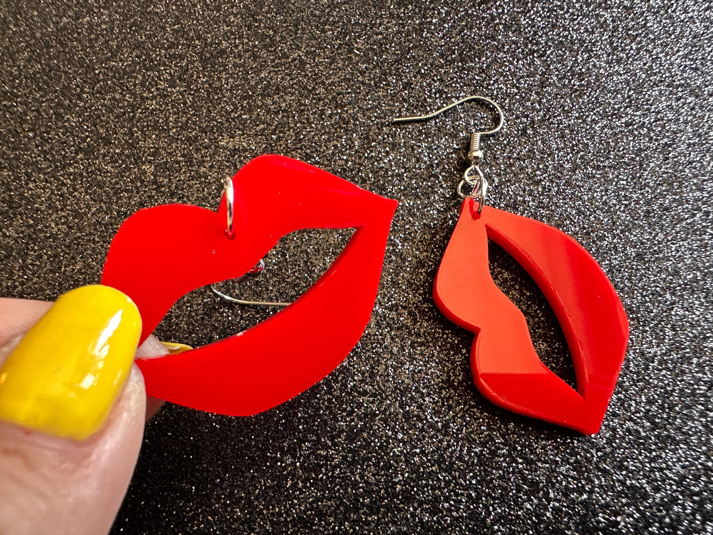 Red Lip Earrings: Laser Cut Acrylic Lips, Makeup, Girl, Woman, Love, Kiss, Cute, Valentines, Anniversary, Best Gifts for Her/Him/Them