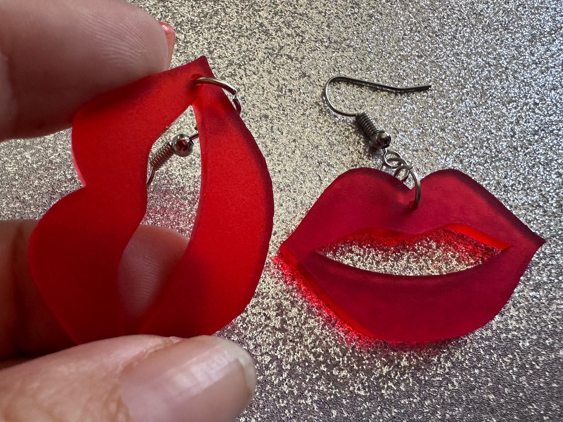 Red Lip Earrings: Laser Cut Acrylic Lips, Makeup, Girl, Woman, Love, Kiss, Cute, Valentines, Anniversary, Best Gifts for Her/Him/Them