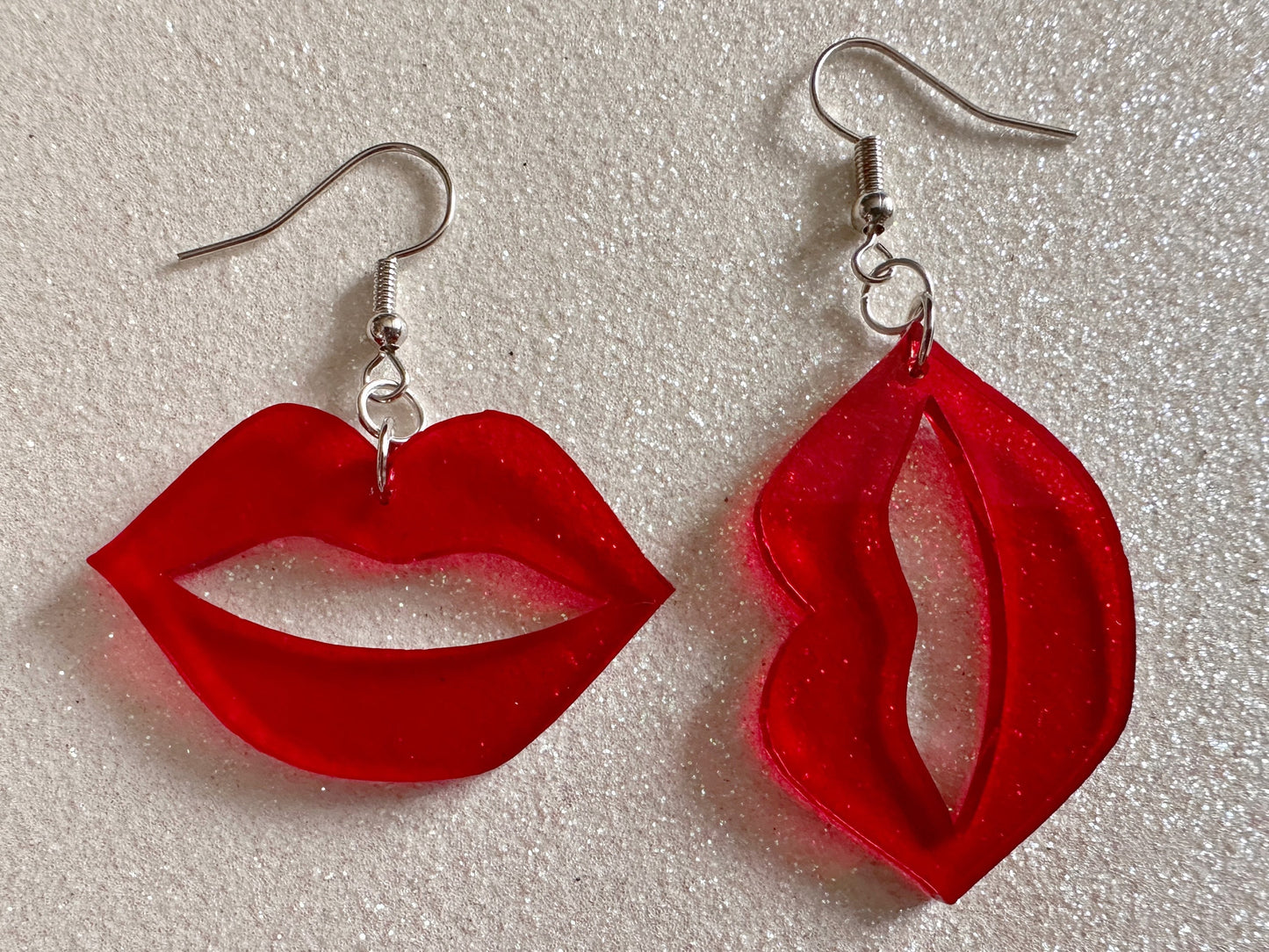 Red Lip Earrings: Laser Cut Acrylic Lips, Makeup, Girl, Woman, Love, Kiss, Cute, Valentines, Anniversary, Best Gifts for Her/Him/Them