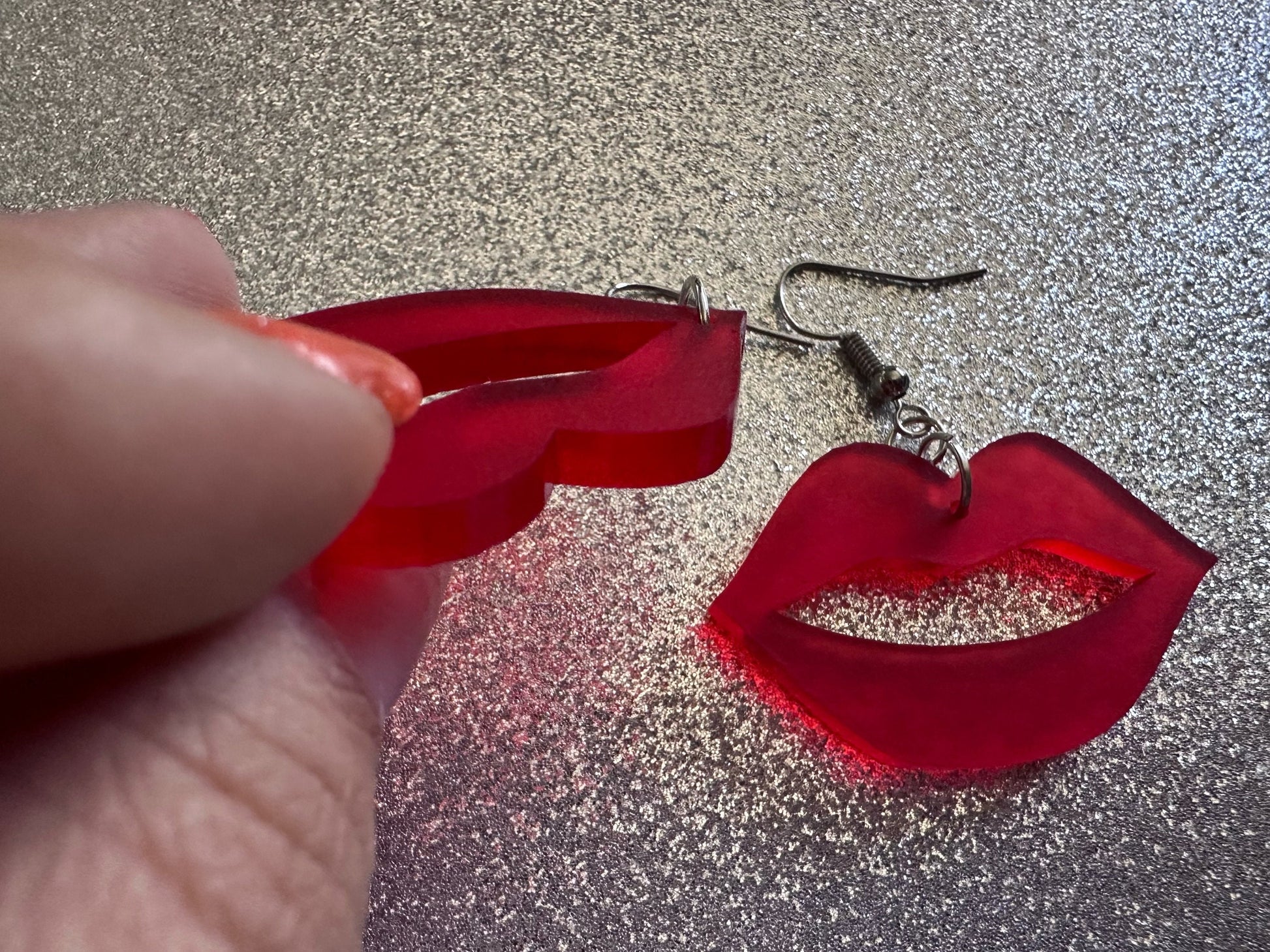 Red Lip Earrings: Laser Cut Acrylic Lips, Makeup, Girl, Woman, Love, Kiss, Cute, Valentines, Anniversary, Best Gifts for Her/Him/Them