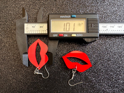 Red Lip Earrings: Laser Cut Acrylic Lips, Makeup, Girl, Woman, Love, Kiss, Cute, Valentines, Anniversary, Best Gifts for Her/Him/Them