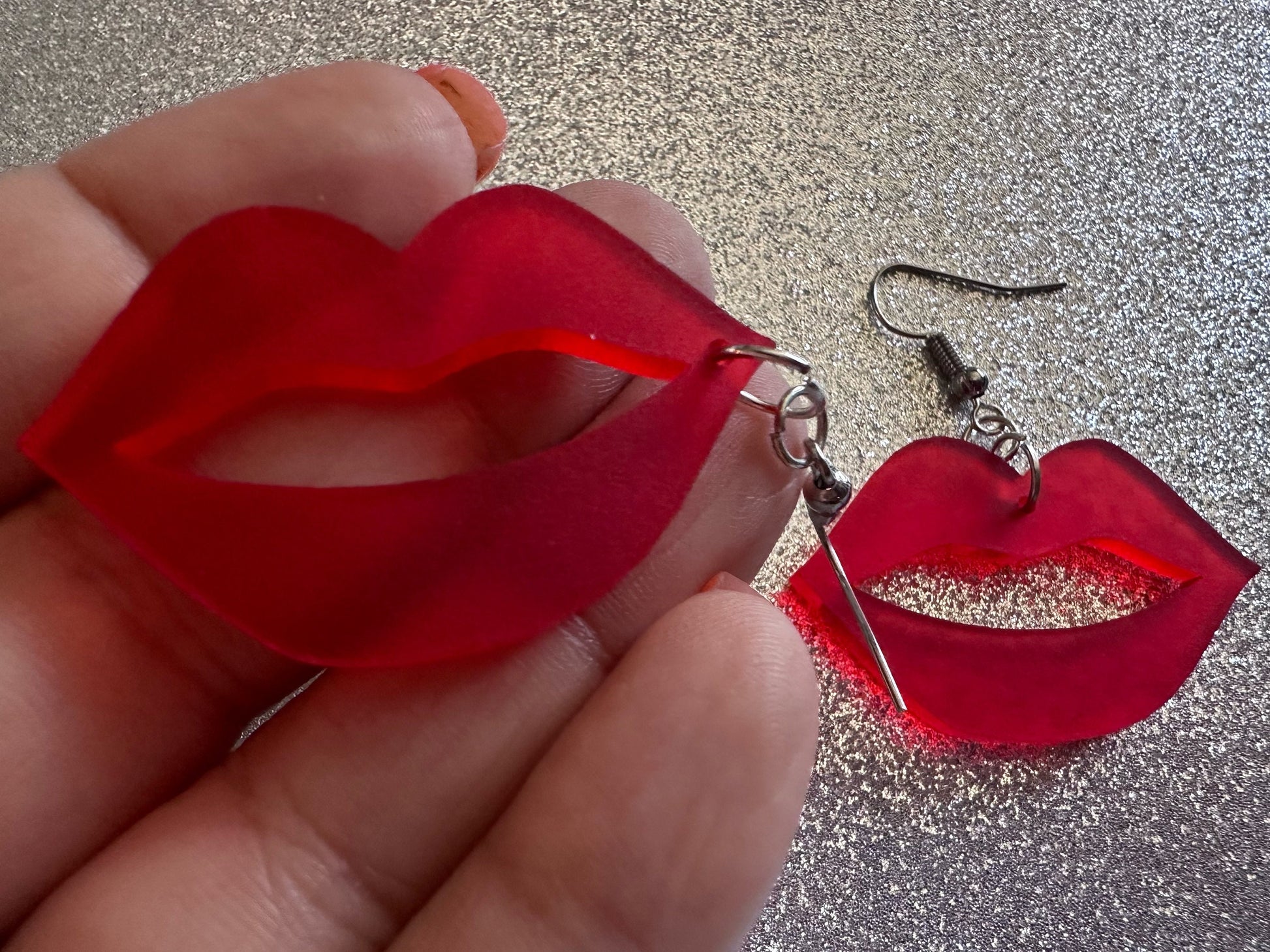 Red Lip Earrings: Laser Cut Acrylic Lips, Makeup, Girl, Woman, Love, Kiss, Cute, Valentines, Anniversary, Best Gifts for Her/Him/Them