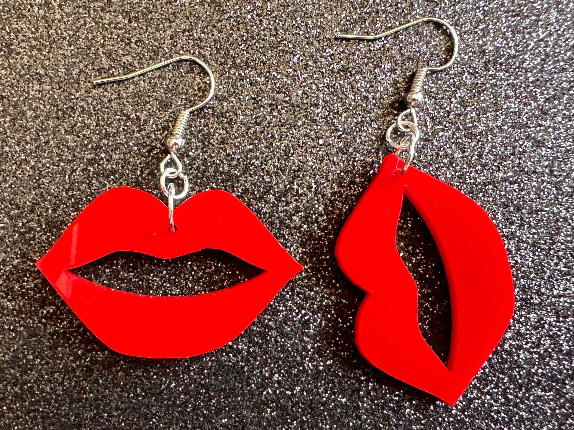 Red Lip Earrings: Laser Cut Acrylic Lips, Makeup, Girl, Woman, Love, Kiss, Cute, Valentines, Anniversary, Gifts for Her/Him/Them