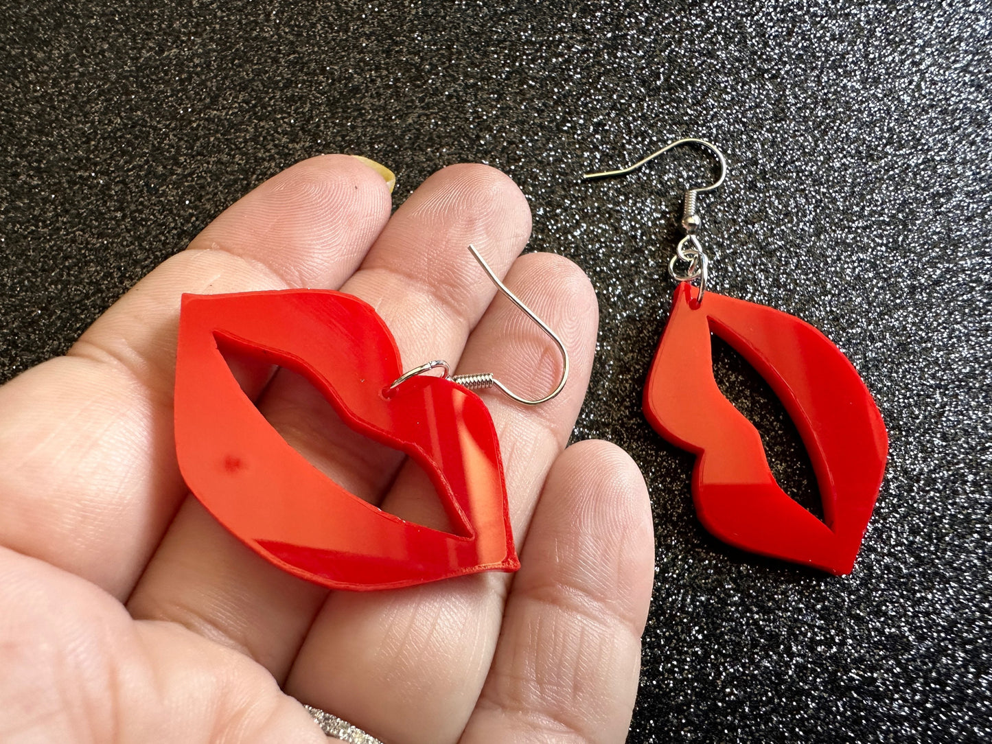 Red Lip Earrings: Laser Cut Acrylic Lips, Makeup, Girl, Woman, Love, Kiss, Cute, Valentines, Anniversary, Gifts for Her/Him/Them