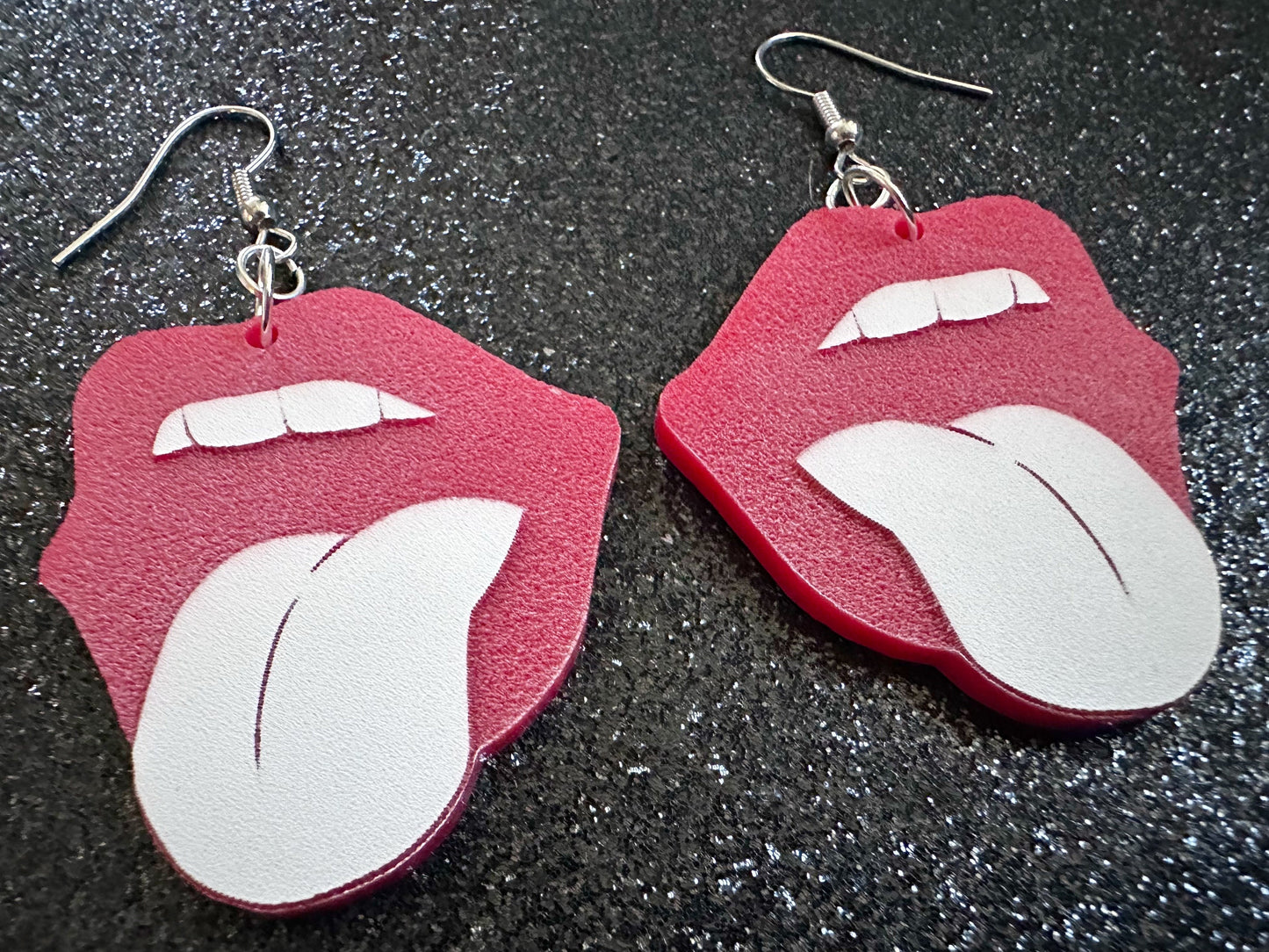 Red Lips & Tongue Earrings: Laser Cut Acrylic Lips, Lick, Smile, Tongues, Novelty, Woman, Kiss, Valentines, Best Gifts for Her/Him/Them