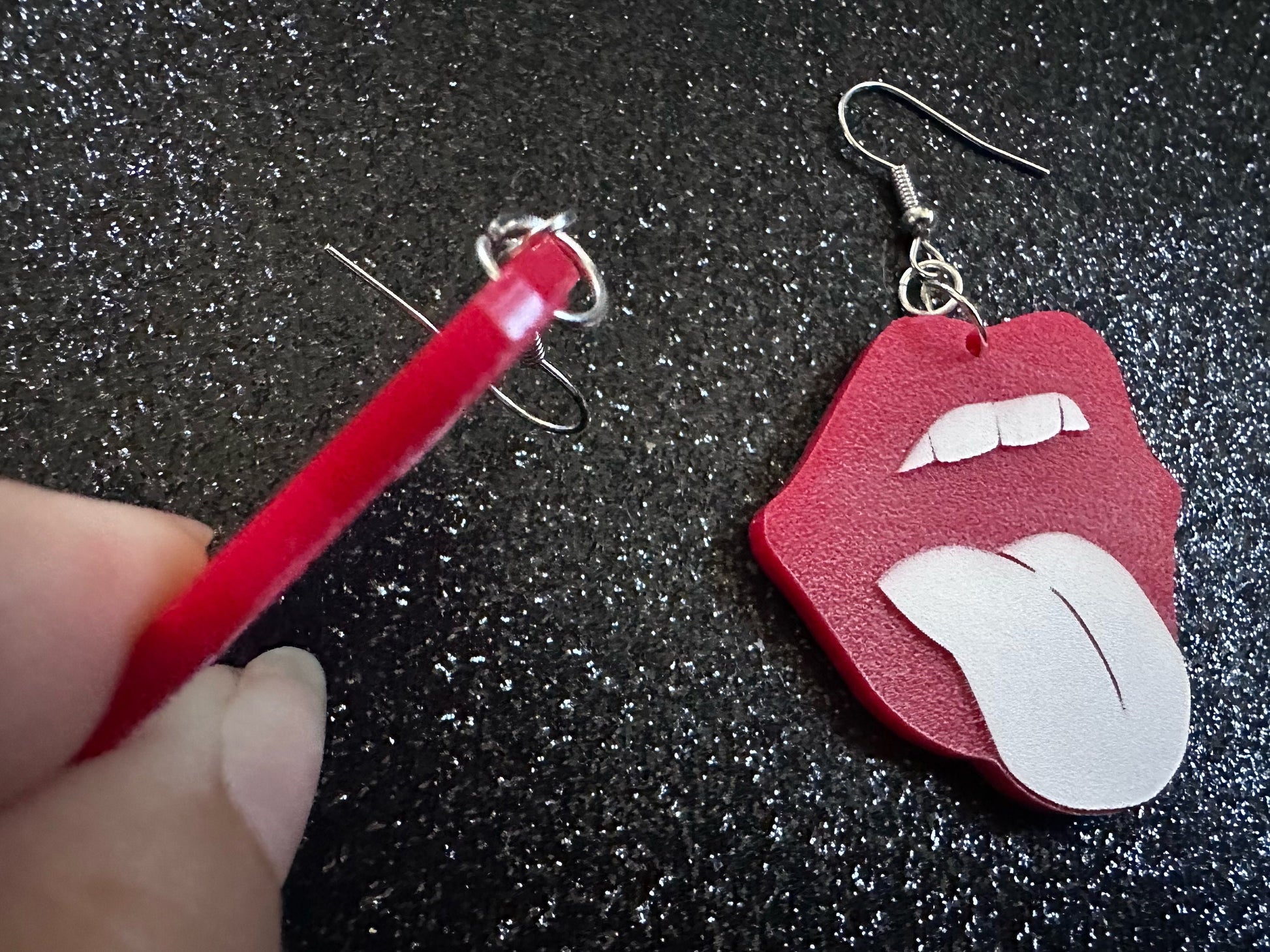 Red Lips & Tongue Earrings: Laser Cut Acrylic Lips, Lick, Smile, Tongues, Novelty, Woman, Kiss, Valentines, Best Gifts for Her/Him/Them