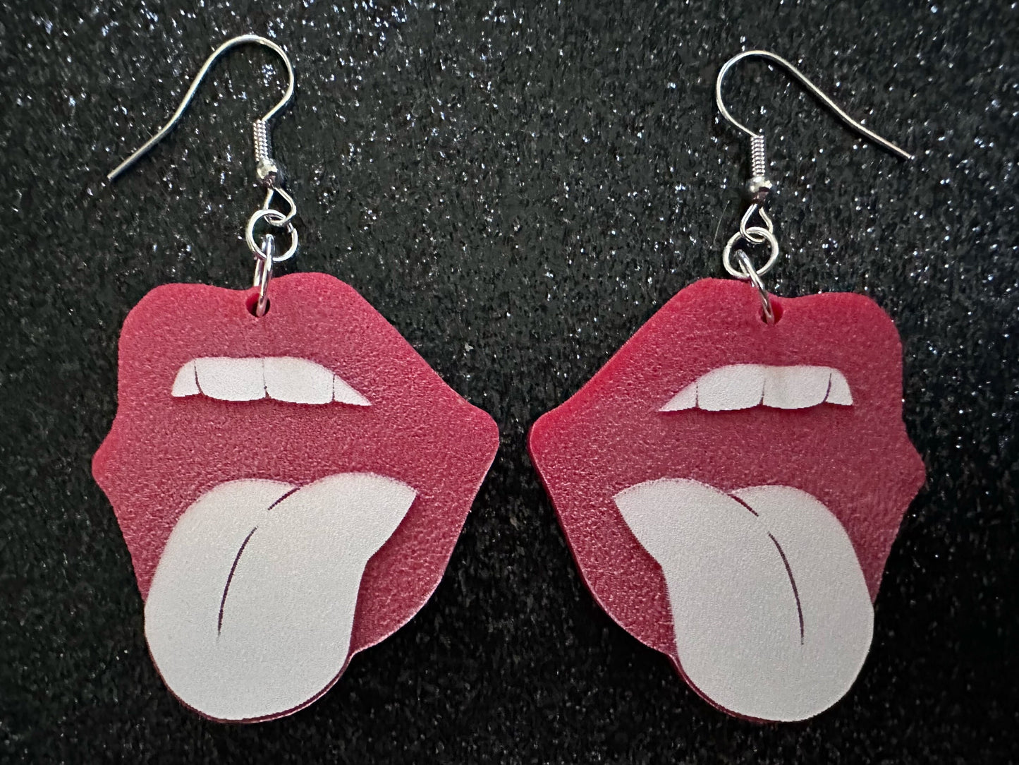 Red Lips & Tongue Earrings: Laser Cut Acrylic Lips, Lick, Smile, Tongues, Novelty, Woman, Kiss, Valentines, Best Gifts for Her/Him/Them