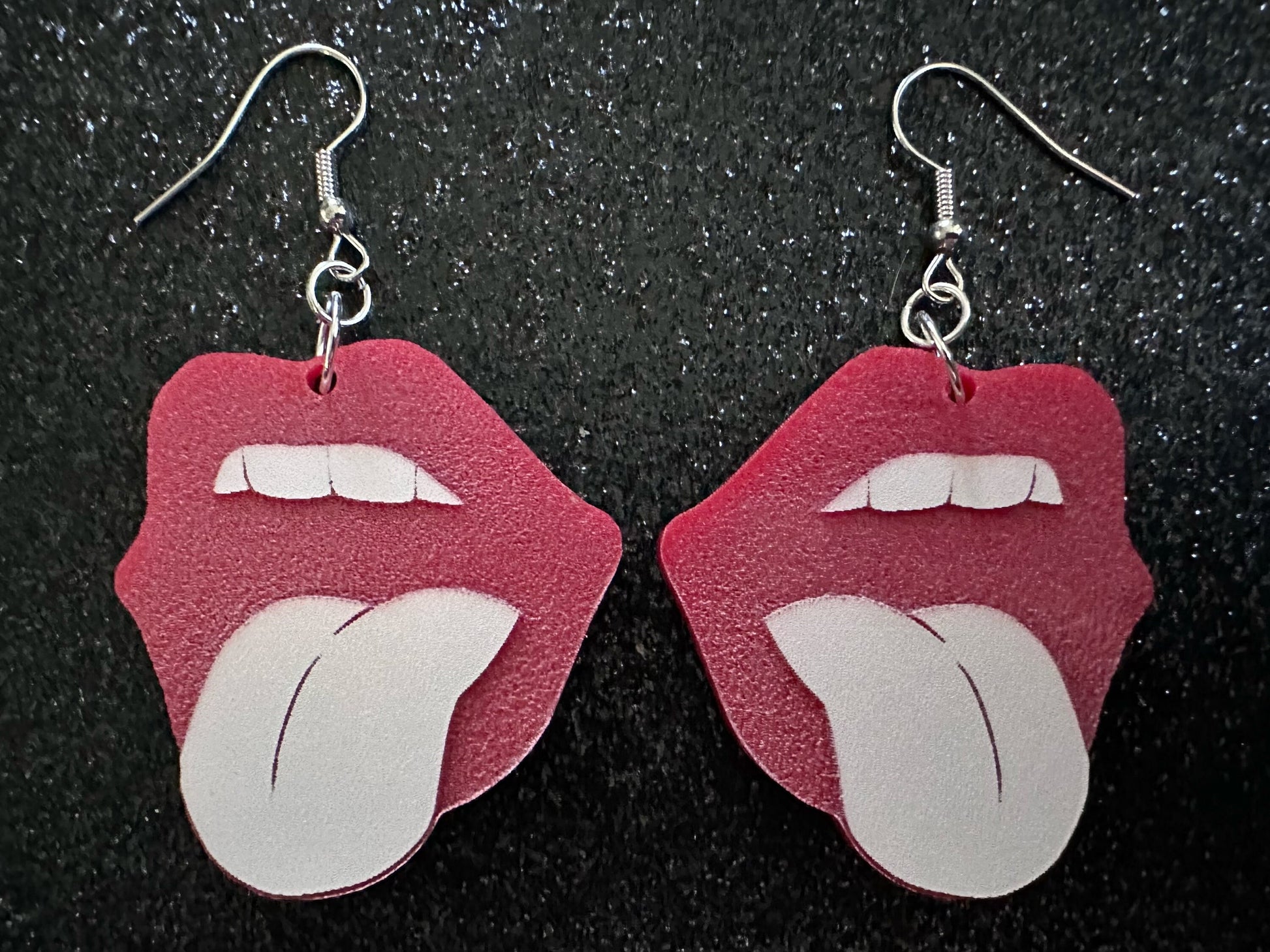 Red Lips & Tongue Earrings: Laser Cut Acrylic Lips, Lick, Smile, Tongues, Novelty, Woman, Kiss, Valentines, Best Gifts for Her/Him/Them
