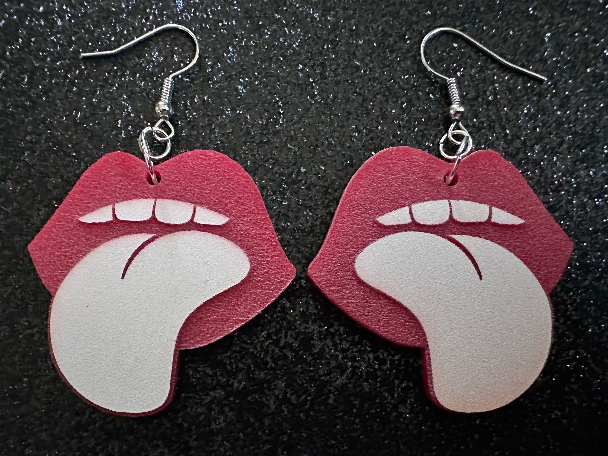 Red Lips & Tongue Earrings: Laser Cut Acrylic Lips, Lick, Smile, Tongues, Novelty, Woman, Kiss, Valentines, Best Gifts for Her/Him/Them
