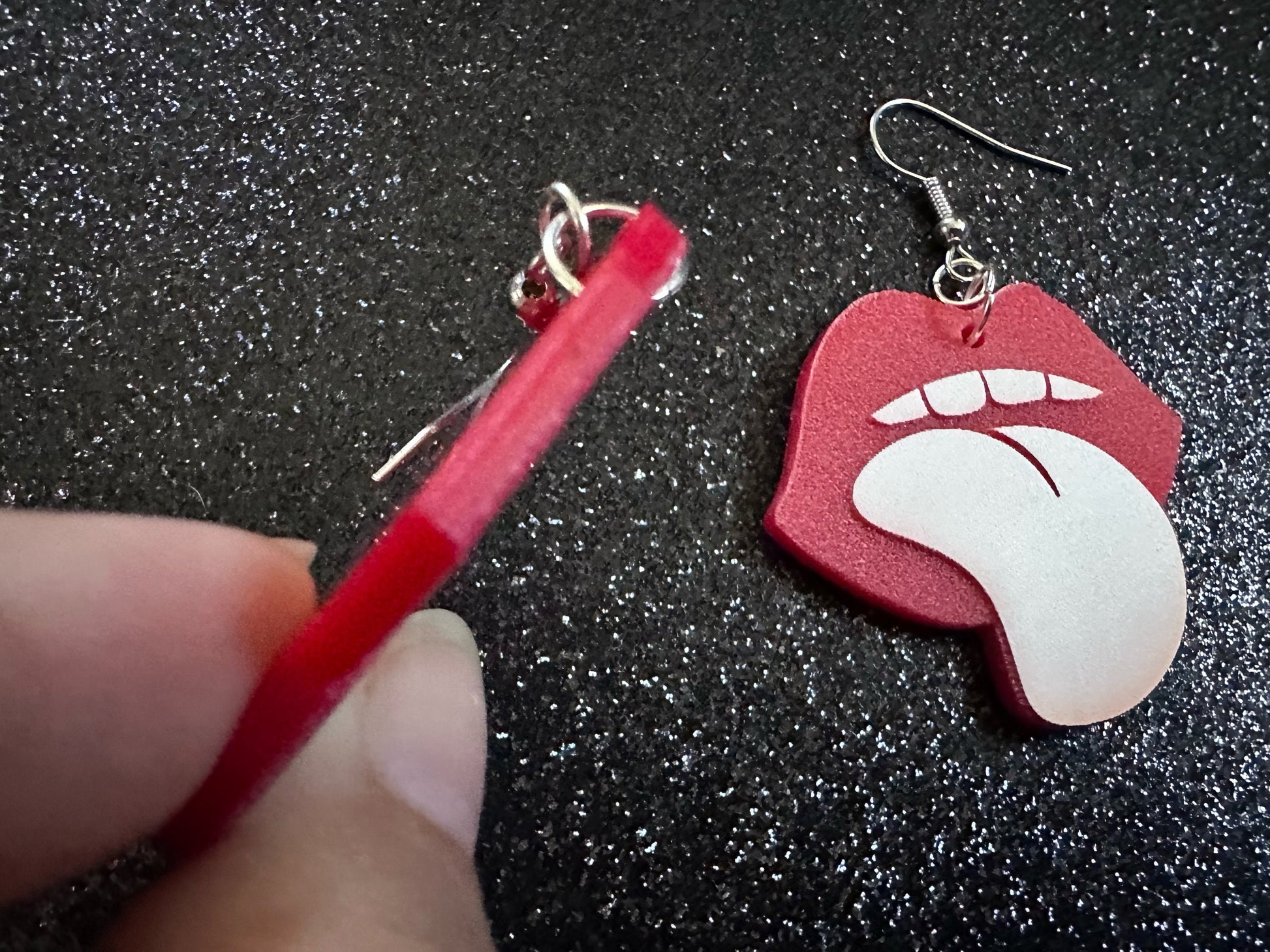 Red Lips & Tongue Earrings: Laser Cut Acrylic Lips, Lick, Smile, Tongues, Novelty, Woman, Kiss, Valentines, Best Gifts for Her/Him/Them
