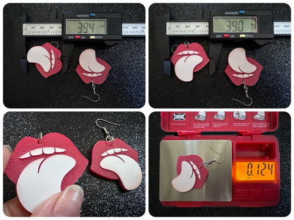 Red Lips & Tongue Earrings: Laser Cut Acrylic Lips, Lick, Smile, Tongues, Novelty, Woman, Kiss, Valentines, Best Gifts for Her/Him/Them