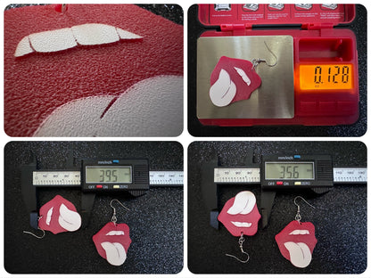 Red Lips & Tongue Earrings: Laser Cut Acrylic Lips, Lick, Smile, Tongues, Novelty, Woman, Kiss, Valentines, Best Gifts for Her/Him/Them