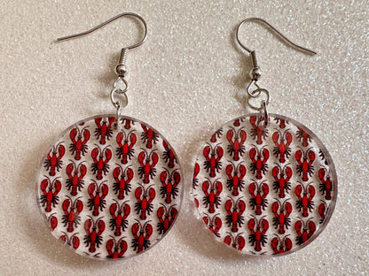 Red Lobster Earrings: Laser Cut Acrylic Lobsters, Aquarium, Ocean Animals, Sea Creatures, Fish Tank, Fisherman, BestGifts for Her/Him/Them
