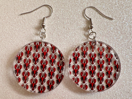 Red Lobster Earrings: Laser Cut Acrylic Lobsters, Aquarium, Ocean Animals, Sea Creatures, Fish Tank, Fisherman, BestGifts for Her/Him/Them