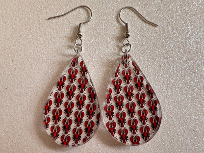 Red Lobster Earrings: Laser Cut Acrylic Lobsters, Aquarium, Ocean Animals, Sea Creatures, Fish Tank, Fisherman, BestGifts for Her/Him/Them