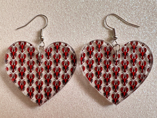 Red Lobster Earrings: Laser Cut Acrylic Lobsters, Aquarium, Ocean Animals, Sea Creatures, Fish Tank, Fisherman, BestGifts for Her/Him/Them