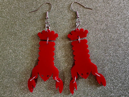 Red Lobster Earrings: Laser Cut Acrylic Lobsters, Aquarium, Ocean Animals, Sea Creatures, Fish Tank, Fisherman, BestGifts for Her/Him/Them