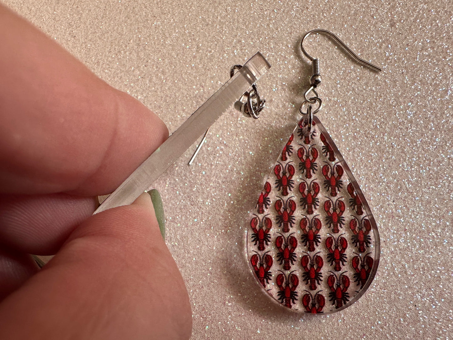 Red Lobster Earrings: Laser Cut Acrylic Lobsters, Aquarium, Ocean Animals, Sea Creatures, Fish Tank, Fisherman, BestGifts for Her/Him/Them