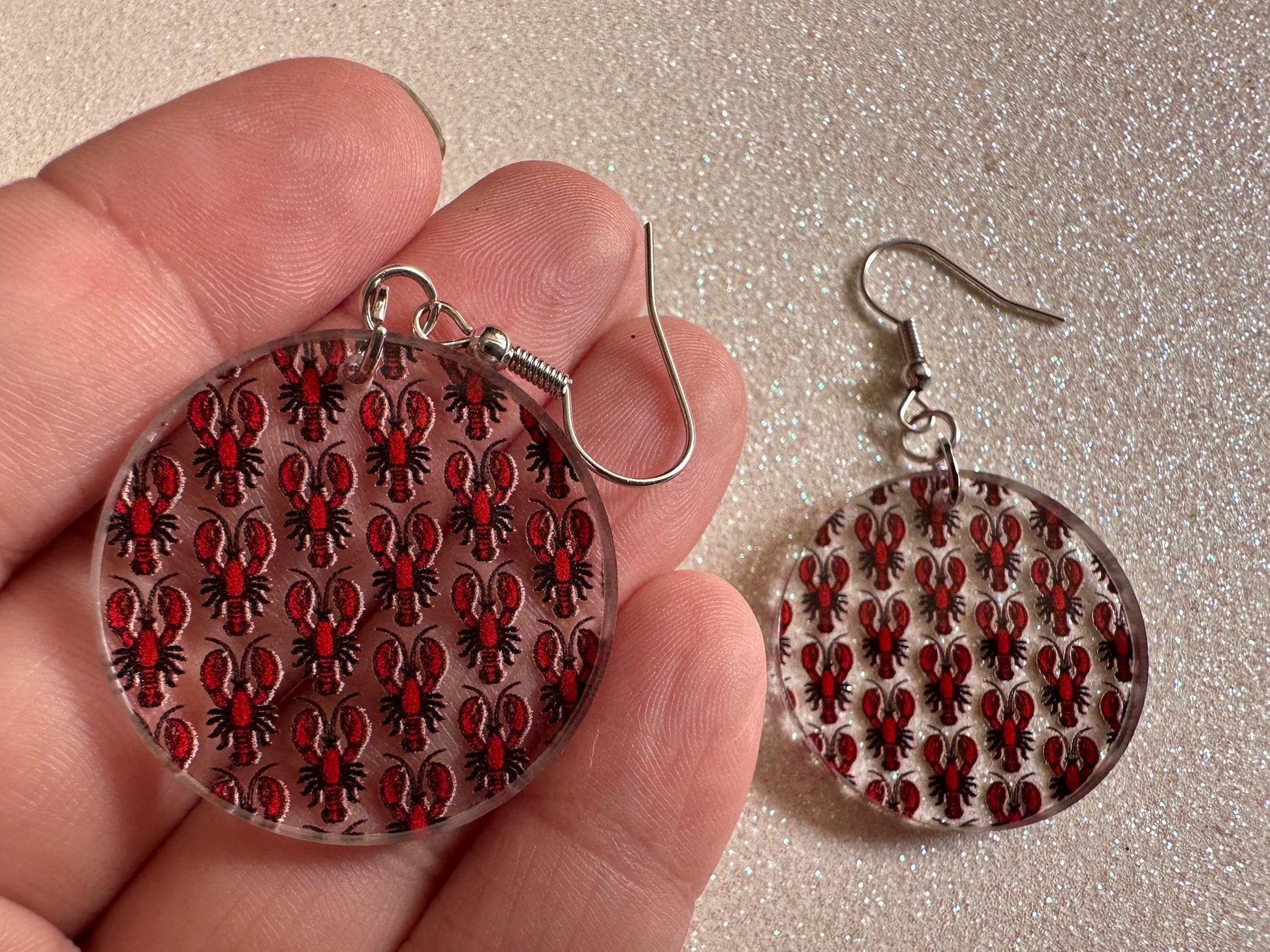 Red Lobster Earrings: Laser Cut Acrylic Lobsters, Aquarium, Ocean Animals, Sea Creatures, Fish Tank, Fisherman, BestGifts for Her/Him/Them
