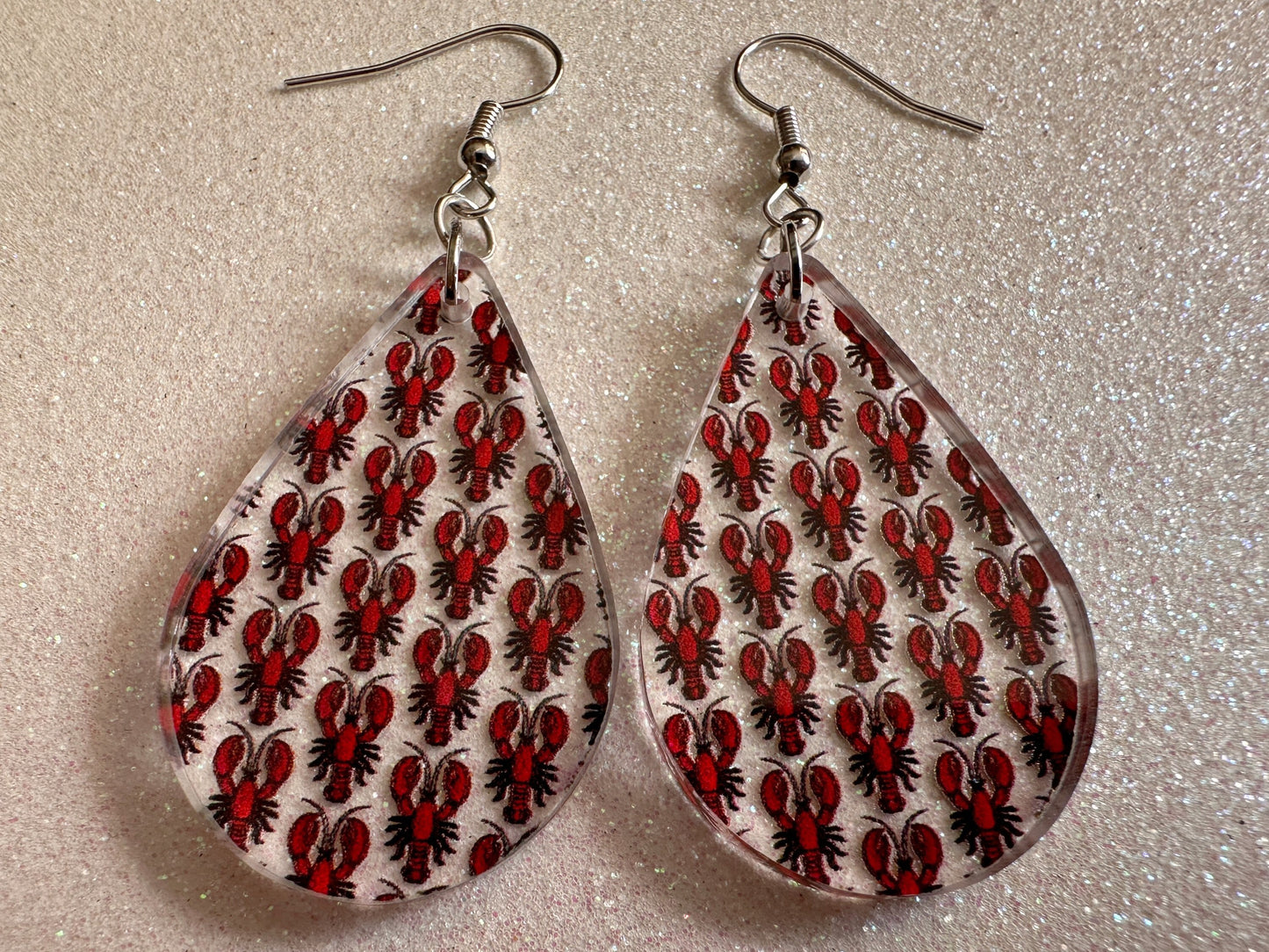 Red Lobster Earrings: Laser Cut Acrylic Lobsters, Aquarium, Ocean Animals, Sea Creatures, Fish Tank, Fisherman, BestGifts for Her/Him/Them
