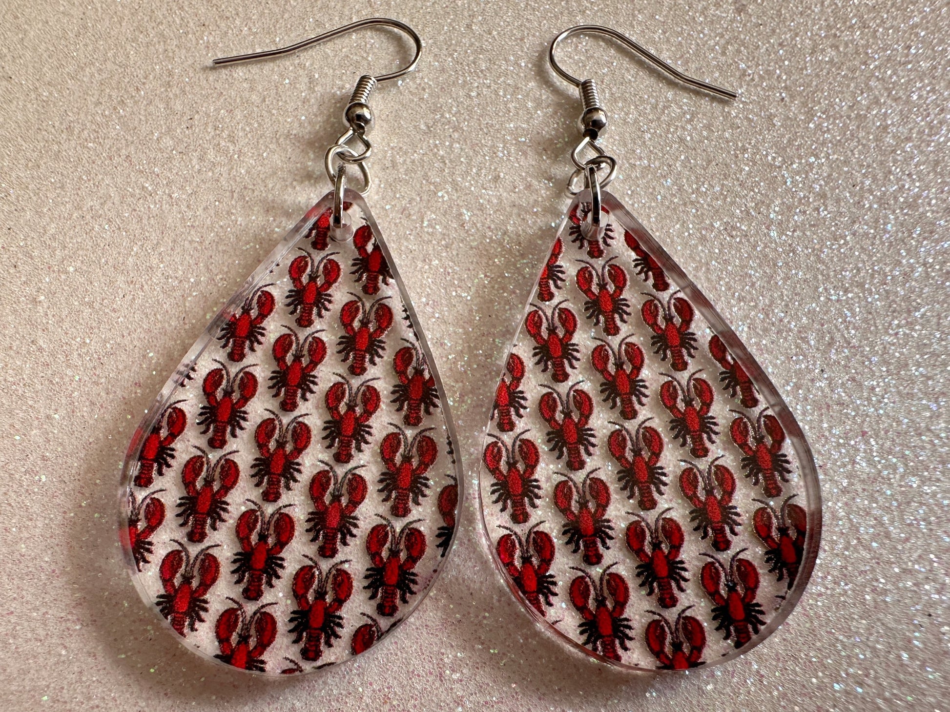 Red Lobster Earrings: Laser Cut Acrylic Lobsters, Aquarium, Ocean Animals, Sea Creatures, Fish Tank, Fisherman, BestGifts for Her/Him/Them