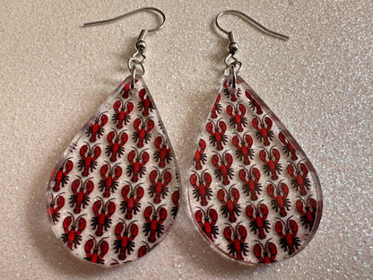 Red Lobster Earrings: Laser Cut Acrylic Lobsters, Aquarium, Ocean Animals, Sea Creatures, Fish Tank, Fisherman, BestGifts for Her/Him/Them